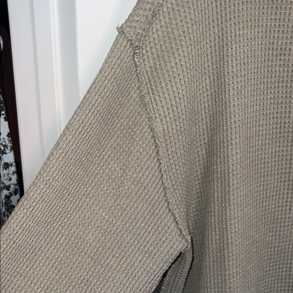 Aerie Textured Waffle Knit Sweater in Green - Picture 3 of 4